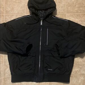 Walls rugged workwear reflective quilted insulated hooded full zip jacket